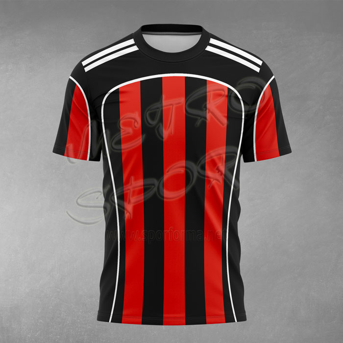 Arjantin 1 Modeli Kırmızı Siyah Çubuklu Futbol Forması