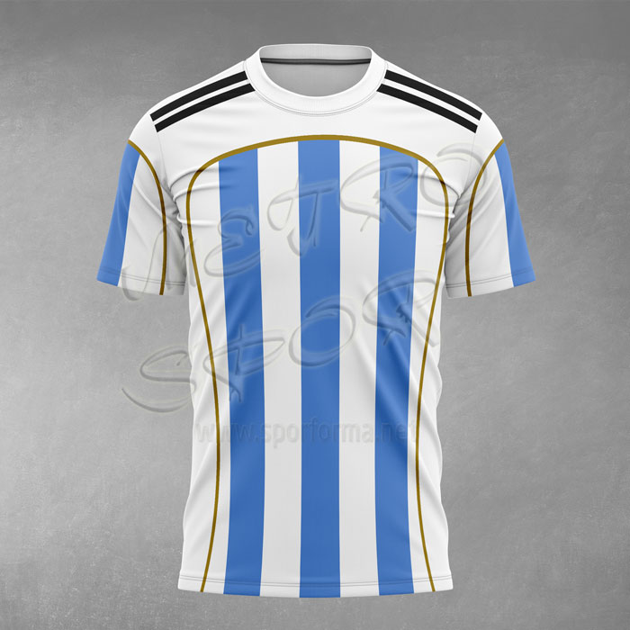 Arjantin 11 Modeli Açık Mavi Beyaz Çubuklu Futbol Forması