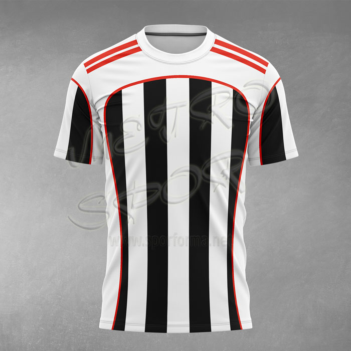 Arjantin Modeli Siyah Beyaz Çubuklu Futbol Forması