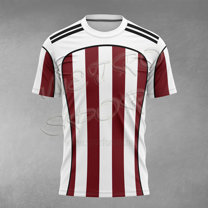 Arjantin 4 Modeli Beyaz Bordo Çubuklu Futbol Forması