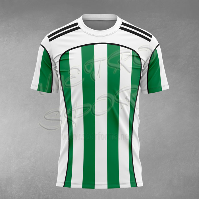 Arjantin 5 Modeli Beyaz Yeşil Çubuklu Futbol Forması