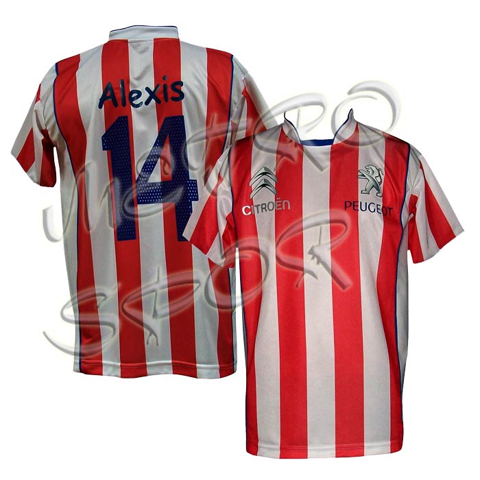 Kırmızı Beyaz Lacivert çubuklu futbol forması