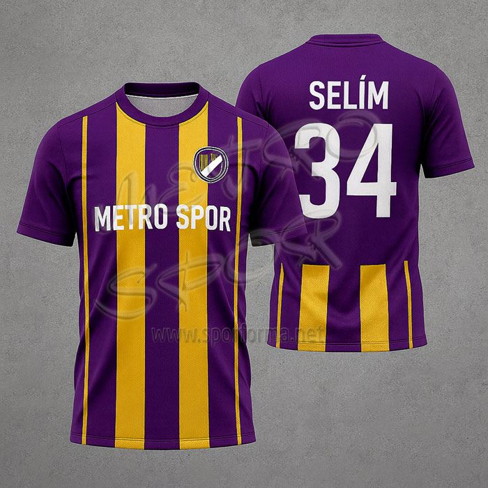 sarı mor çubuklu futbol forması