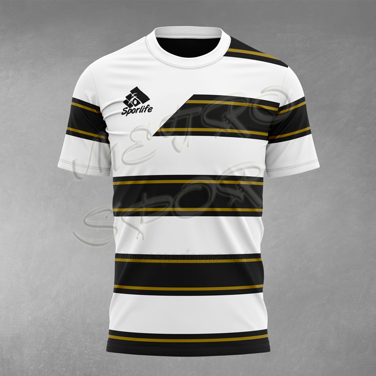 Beyaz Siyah ve altın sarı Futbol Forması