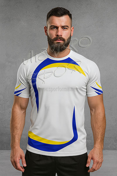 beyaz mavi ve kırmızı futbol forması