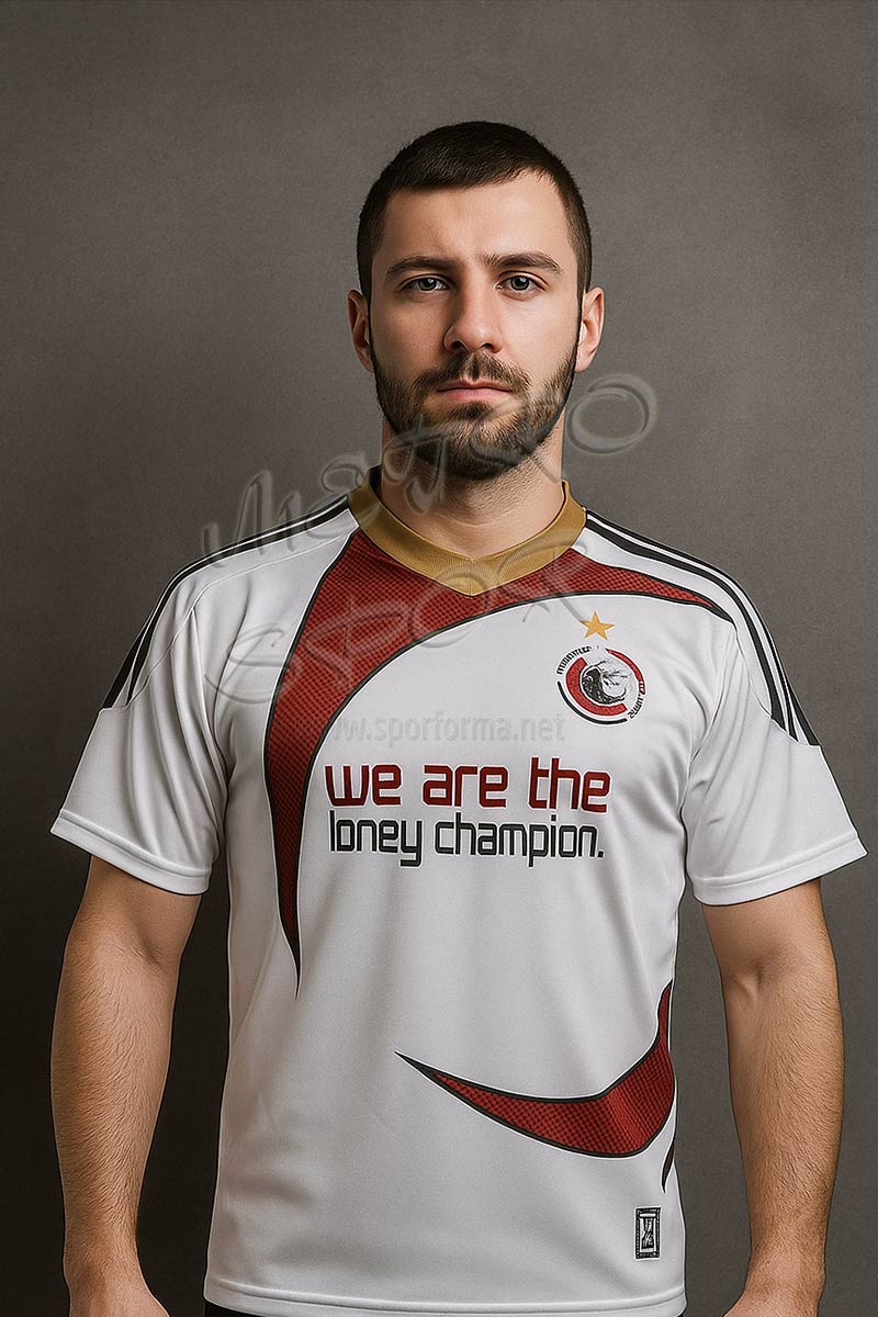 beyaz kırmızı erkek futbol forması