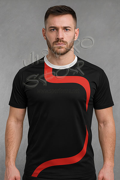 siyah Kırmızı iç saha futbol forması