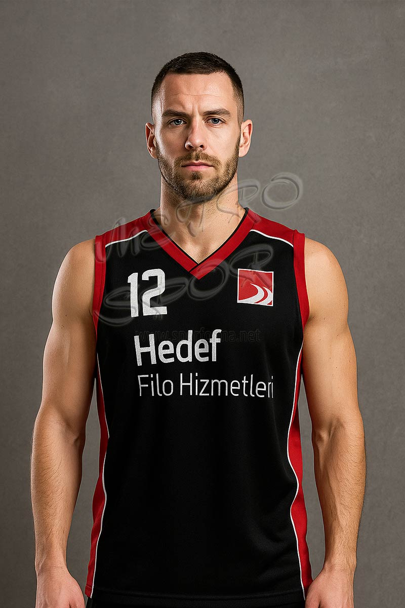 siyah kırmızı basketbol forması