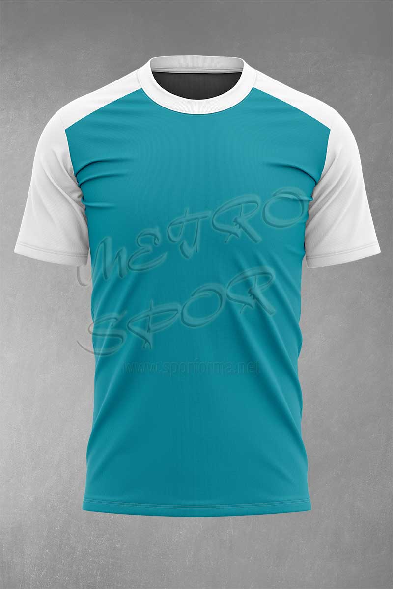 beyaz turkuaz sade idman forması