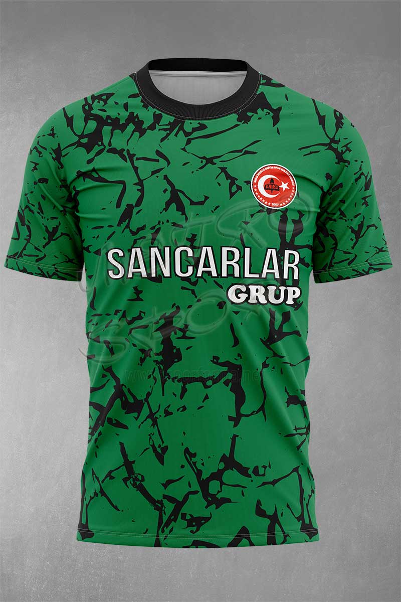 yeşil siyah desenli idman forması