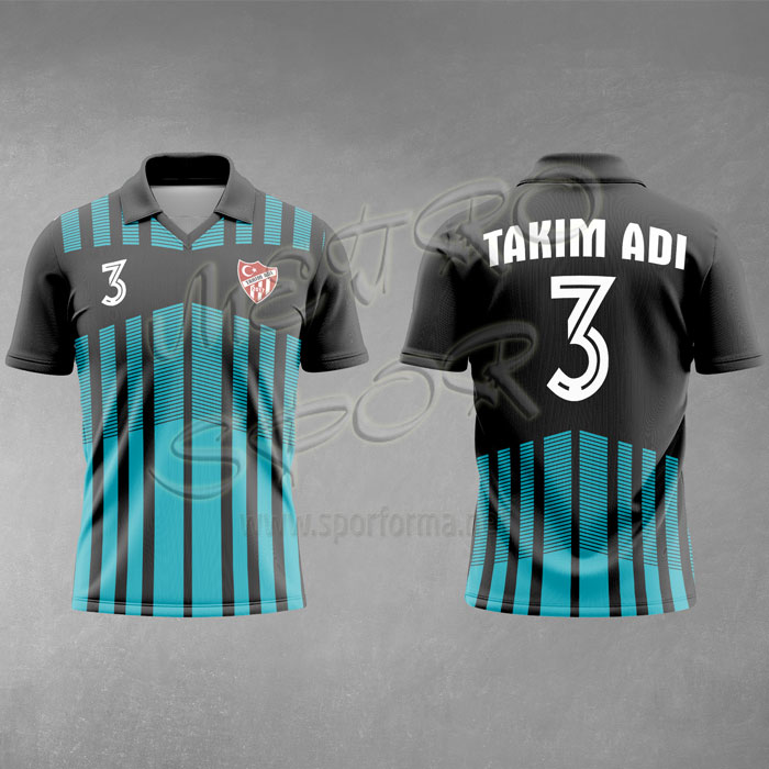 Berlin 10 Modeli Siyah Turkuaz Futbol Forması