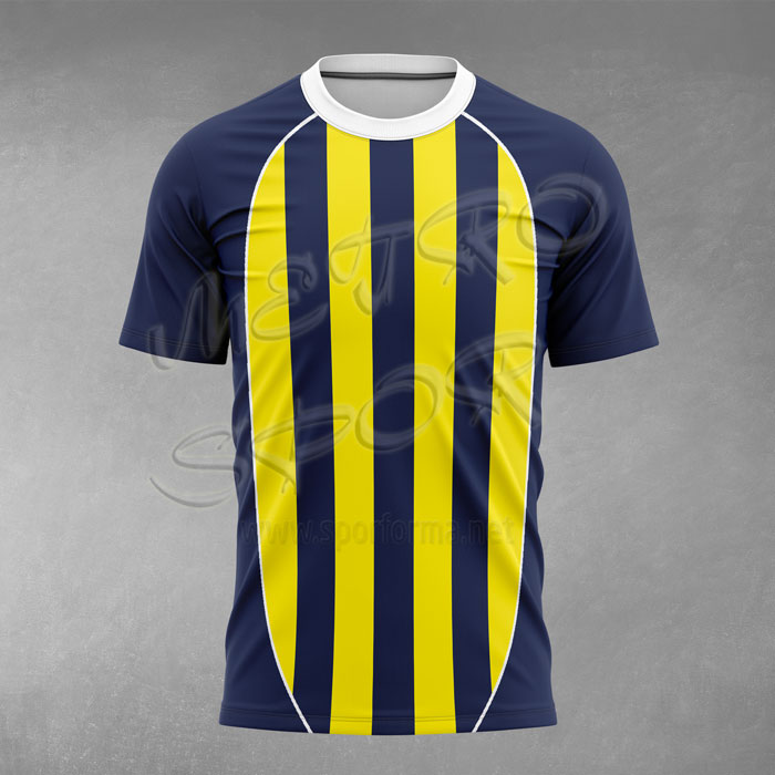 sarı lacivert Milan 2 Çubuklu Futbol Forması