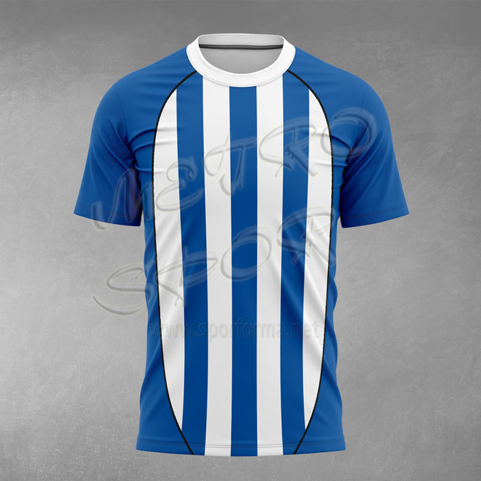 mavi siyah Milan 3 Çubuklu Futbol Forması