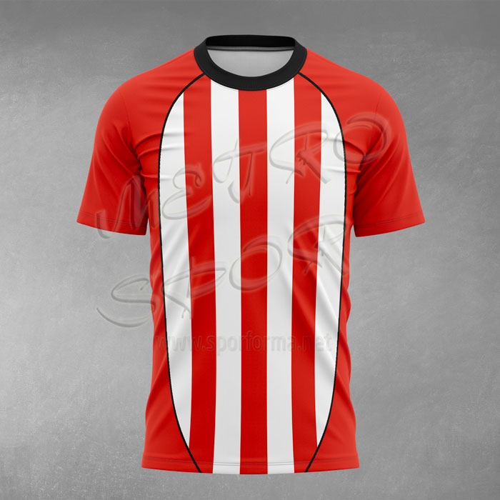 kırmızı beyaz Milan 4 Çubuklu Futbol Forması