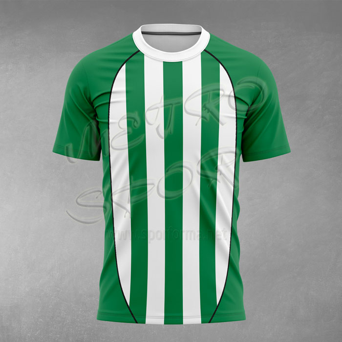  yeşil beyaz Milan 7 Çubuklu Futbol Forması