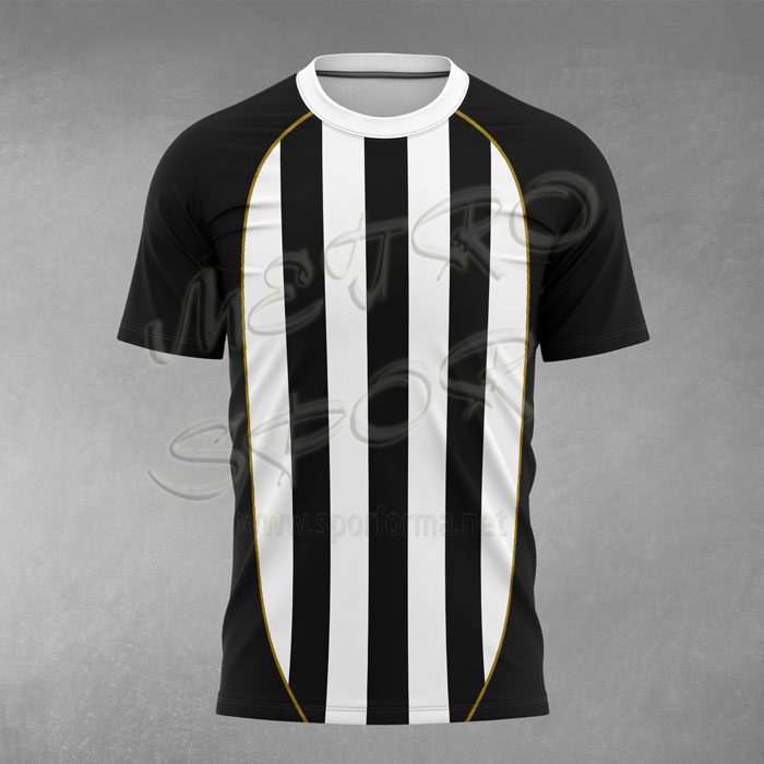 siyah beyaz Milan 8 Çubuklu Futbol Forması